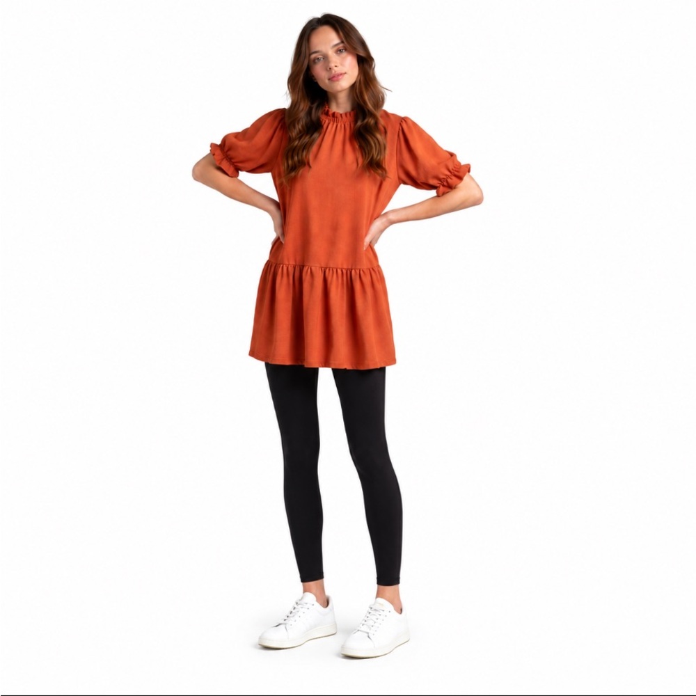 CHIC SOUL Orange Puffy Ruffled Sleeves & Collar Top Size: XL